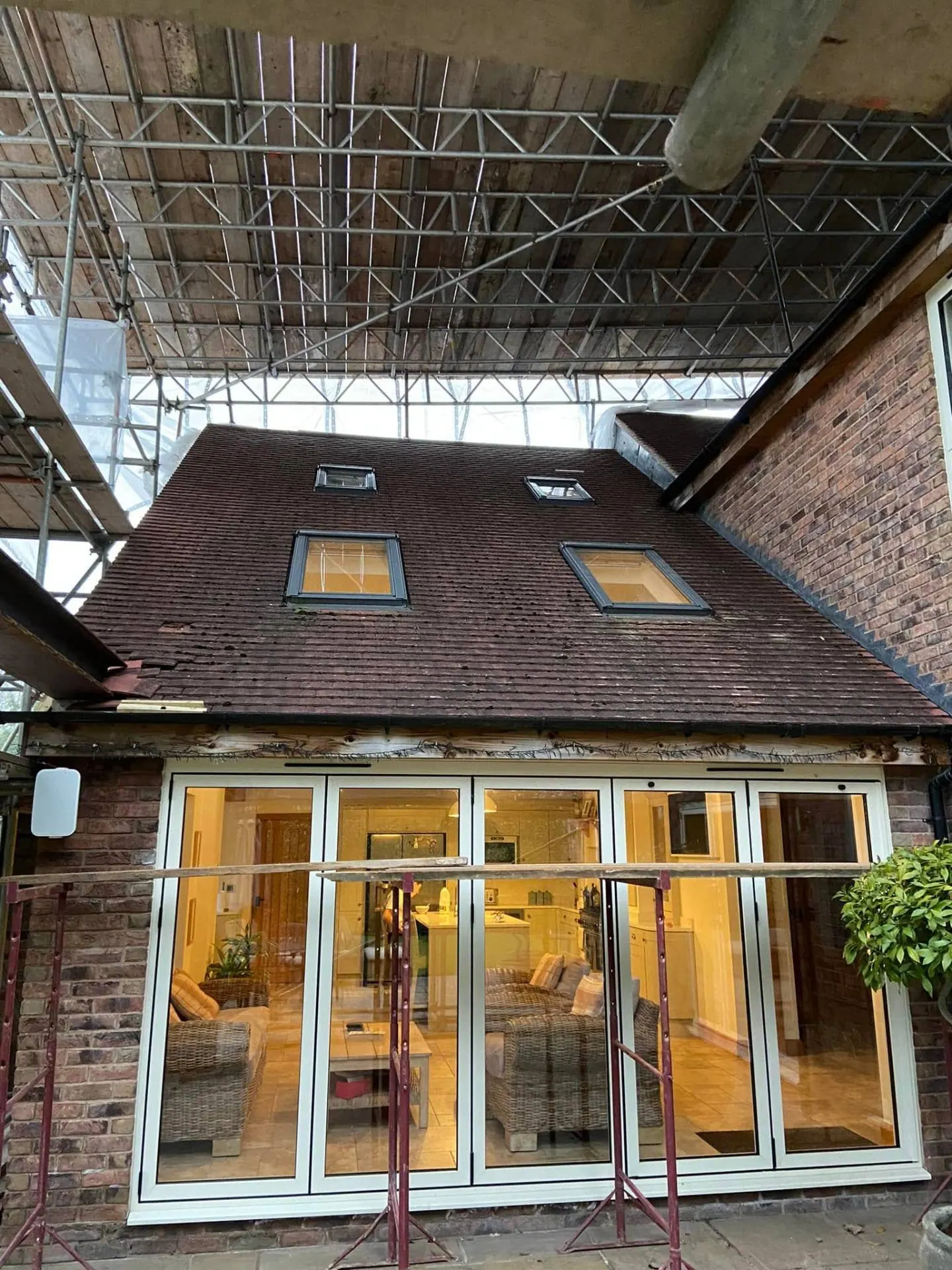 View from inside the scaffold at Dingleside before the new terrace roof went on, JRC Developers
